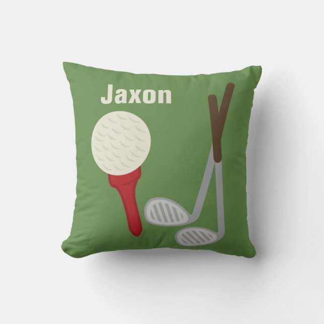 Personalised Boys Room Nursery Golf Throw Pillow (Front)