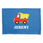Personalised boys room pillowcase with dump truck