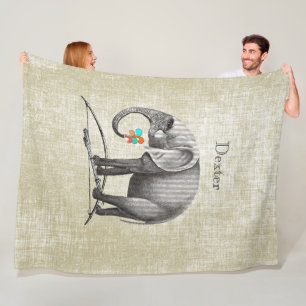 Personalised Boy's Room Vintage Elephant Fleece Blanket
