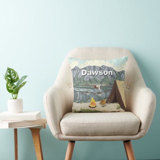 Personalised Boy's Room Woodland  Camping Mountain Cushion (Chair)