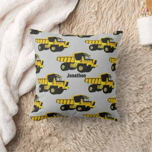 Personalised Boy's Room YELLOW Dump Truck Cushion
