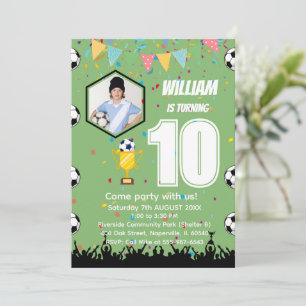 Personalised Boys Soccer Birthday Invitation Card