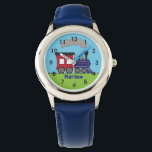 Personalised Boys Train Choo Choo Watch by CBendel<br><div class="desc">Personalise this cute watch with your child's name.  This design features a steam train engine and clock face numbers.  To change the font style,  size or colour,  click on the Customise It button. © Cindy Bendel Designs LLC All Rights Reserved.</div>