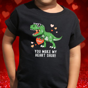 Personalised Boys Valentine Dinosaur Baby T-Shirt
