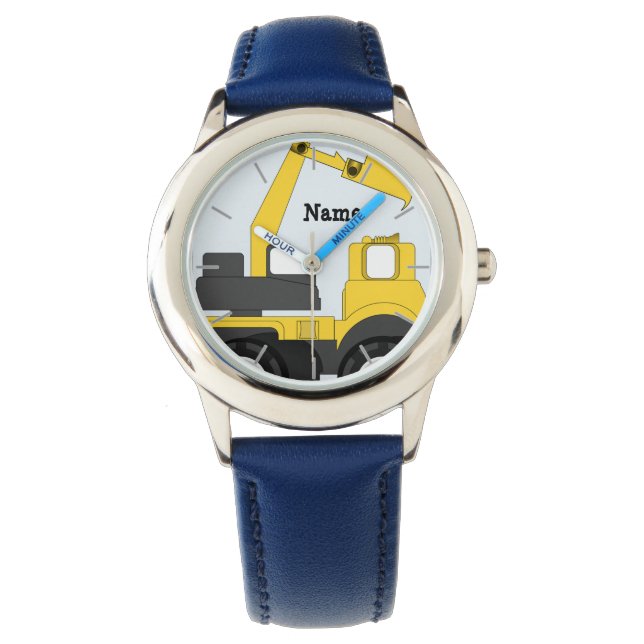 Personalised Boys Watch DIGGER TRUCK add name (Front)