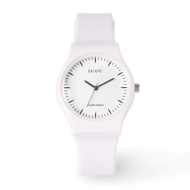 Personalised Brand Silicone Strap White Watch (Front)