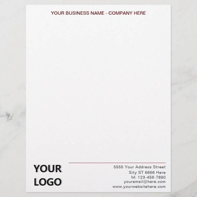 Personalised Branded Business Letterhead Template (Front)