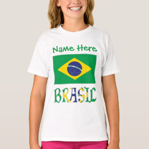 Personalised Brasil Bandiera Girl’s T-Shirt