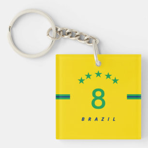 Personalised Brazil Flag Colours World Cup Soccer Key Ring
