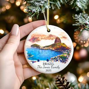 Personalised Brazil Ornament, Brazil Gift Ceramic Tree Decoration