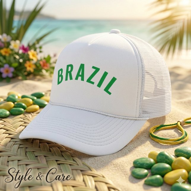 Personalised Brazil Text Bold Trucker Hat Design (Personalized Brazil Text Bold Trucker Hat Design)
