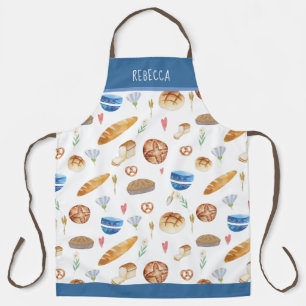 Personalised Bread & Bakery Watercolor Pattern Apron