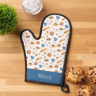 Personalised Bread & Bakery Watercolor Pattern Oven Mitt