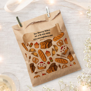 Personalised Bread, Cake and Pastry Bakery Favour Bags