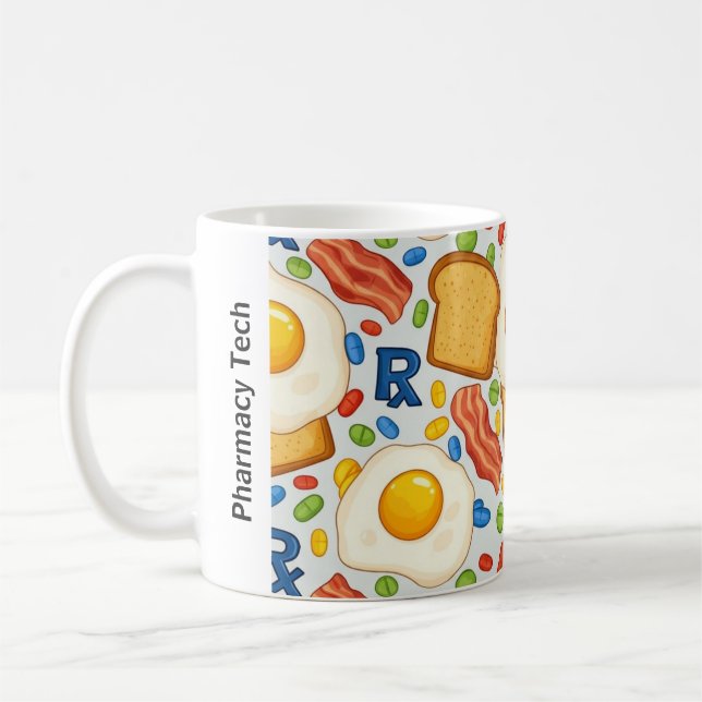 Personalised Breakfast & RX Symbol Pharmacy Mug (Left)