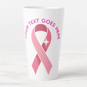 Personalised Breast Cancer Awareness Pink Ribbon Latte Mug