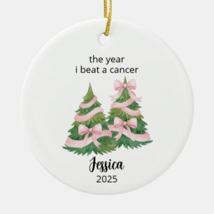 Personalised Breast Cancer Survivor Ornament: Ceramic Tree Decoration