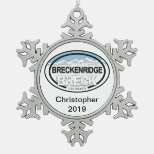 Personalised Breckenridge Colorado Rocky Mountain Snowflake Pewter Christmas Ornament
