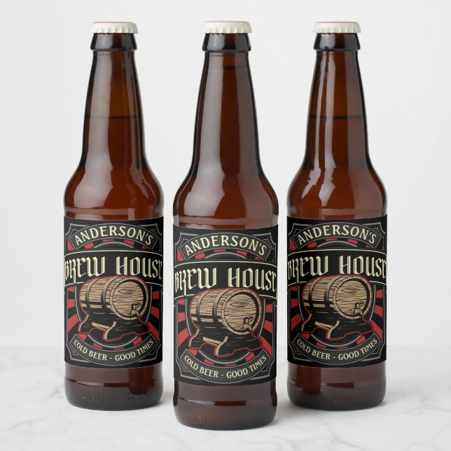 Personalised Brew House Label Beer Brewing Bar Pub (Bottles)