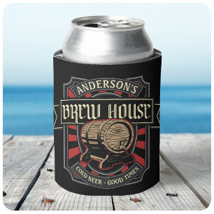 Personalised Brew House Label Beer Brewing Bar Pub Can Cooler