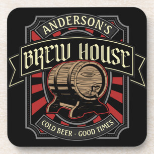 Personalised Brew House Label Beer Brewing Bar Pub Coaster
