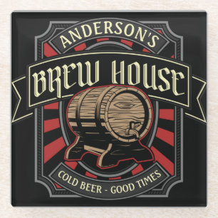 Personalised Brew House Label Beer Brewing Bar Pub Glass Coaster