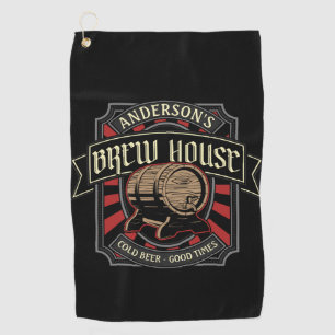 Personalised Brew House Label Beer Brewing Bar Pub Golf Towel