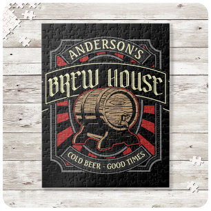 Personalised Brew House Label Beer Brewing Bar Pub Jigsaw Puzzle