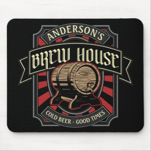 Personalised Brew House Label Beer Brewing Bar Pub Mouse Mat