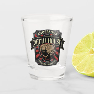 Personalised Brew House Label Beer Brewing Bar Pub Shot Glass