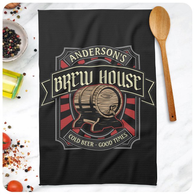 Personalised Brew House Label Beer Brewing Bar Pub Tea Towel (Creator Uploaded)