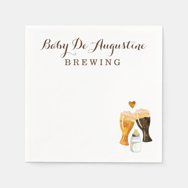 Personalised Brewery Baby Shower Rustic Beer Toast Napkin (Front)