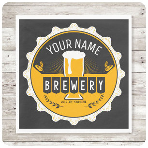 Personalised Brewery Beer Bottle Cap Bar Napkin