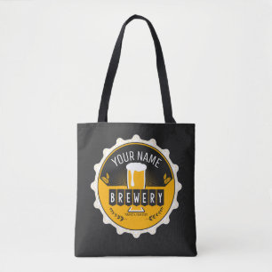 Personalised Brewery Beer Bottle Cap Bar Tote Bag