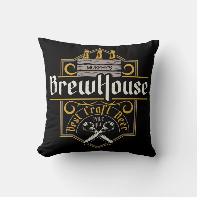 Personalised BrewHouse Best Craft Beer Ale Bar  Cushion (Front)