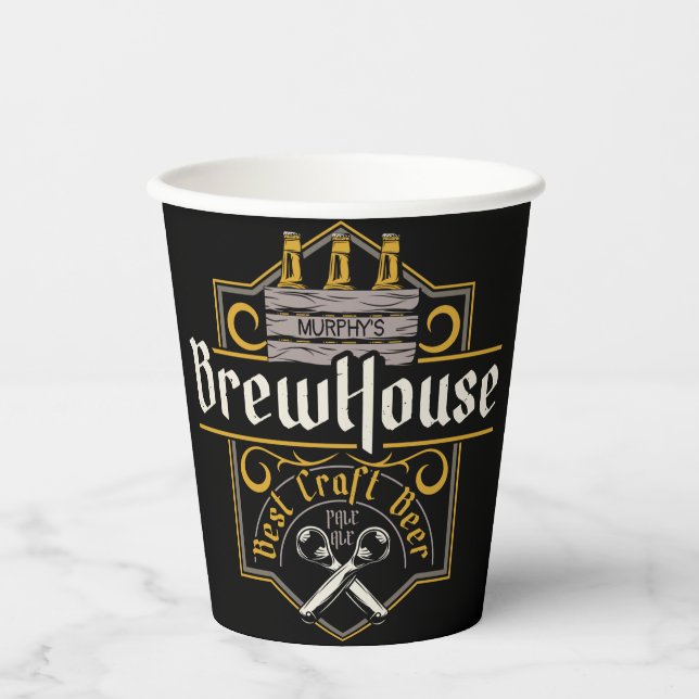 Personalised BrewHouse Best Craft Beer Ale Bar  Paper Cups (Front)