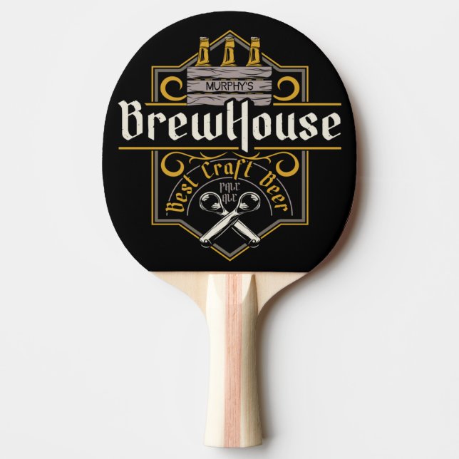 Personalised BrewHouse Best Craft Beer Ale Bar  Ping Pong Paddle (Front)
