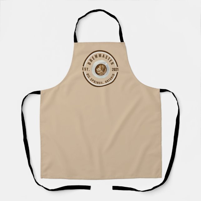 Personalised Brewmaster, Coffee, Cappuccino, Khaki Apron (Front)