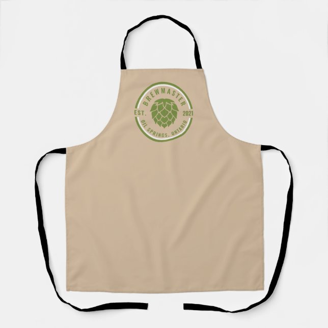Personalised Brewmaster, Hops, Khaki, Green, Beer Apron (Front)