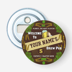 Personalised Brewpub Welcome: Hops Barley Beer Bottle Opener