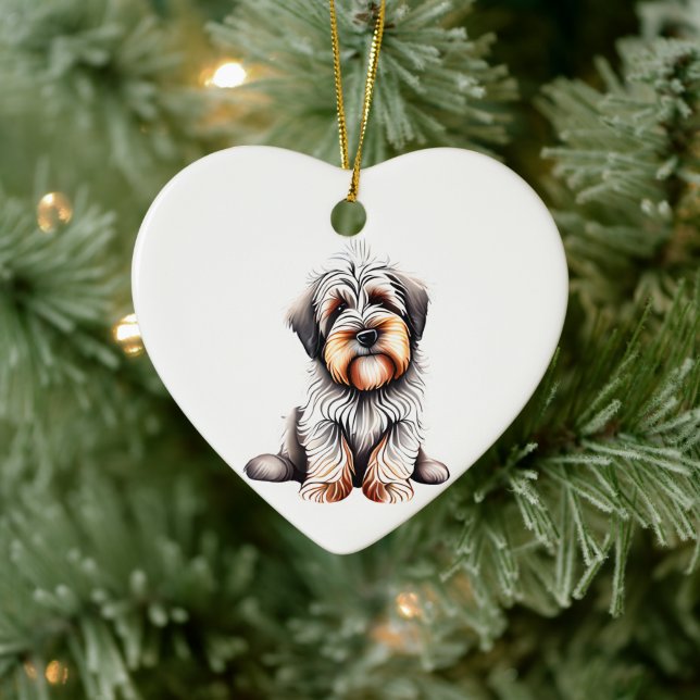 Personalised Briard Puppy Ceramic Tree Decoration (Tree)