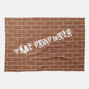 Personalised Brick Wall Kitchen Towel Custom Text