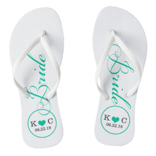 Personalised Bridal (aqua) Flip Flops