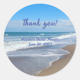 Personalised Bridal beach scene thank you Sticker