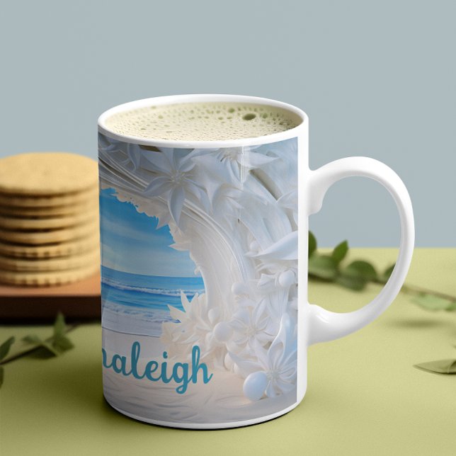 Personalised Bridal Bliss 3D look Beach Coffee Mug (Creator Uploaded)