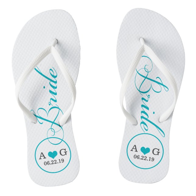 Personalised Bridal (blue) Flip Flops (Footbed)
