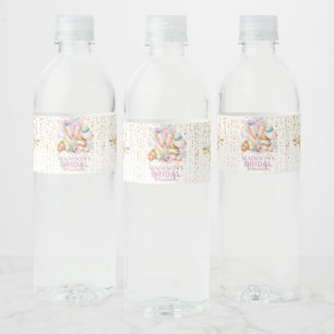 Personalised Bridal Brunch Pink Gold glitter Water Bottle Label