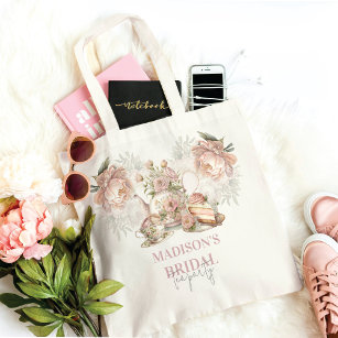 Personalised Bridal elegant Tea Party Tote Bag