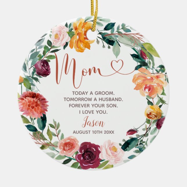 Personalised Bridal Groomsman Bridesmaid Ceramic O Ceramic Tree Decoration (Front)