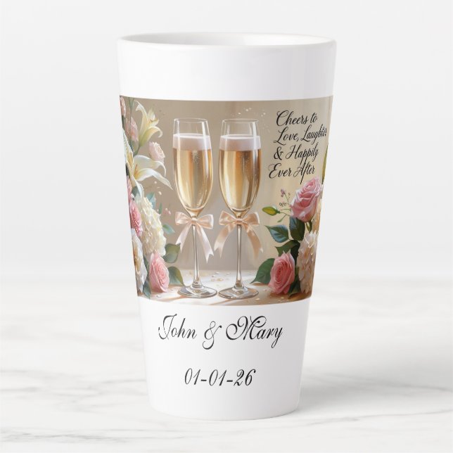 Personalised Bridal Mug- Cheers to Love Latte Mug (Front)